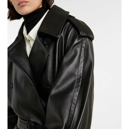 The Row Benzy Leather Trench Coat - Image 3