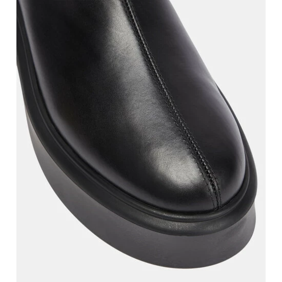 The Row Robin Leather Flatform Ankle Boots - Image 5