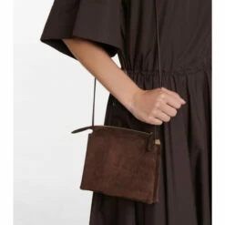 The Row Nu Mini Twin Suede Crossbody Bag