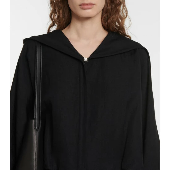 The Row Simona Silk And Linen Hooded Jumpsuit - Image 3