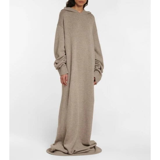 The Row Leva Cashmere Hooded Maxi Dress