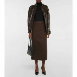 The Row Matias Cotton And Wool Twill Midi Skirt