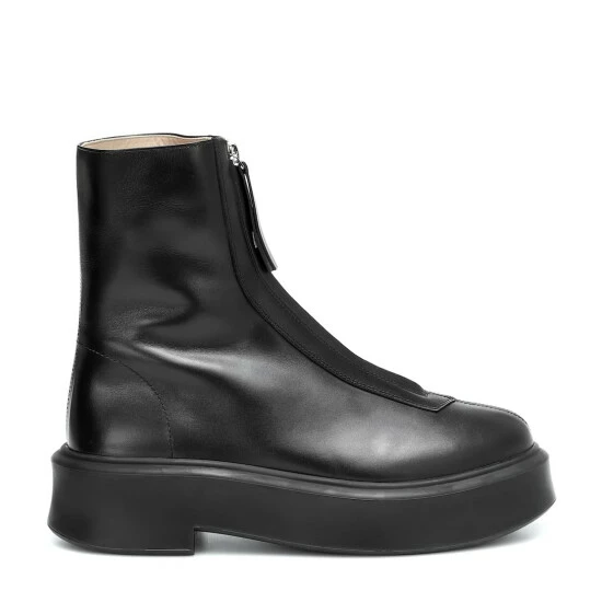 The Row Zipped 1 Leather Ankle Boots - Image 4