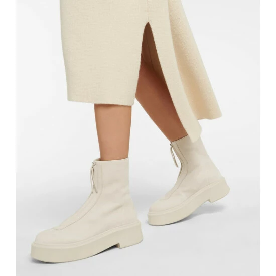 The Row Zipped 1 Leather Ankle Boots - Image 3