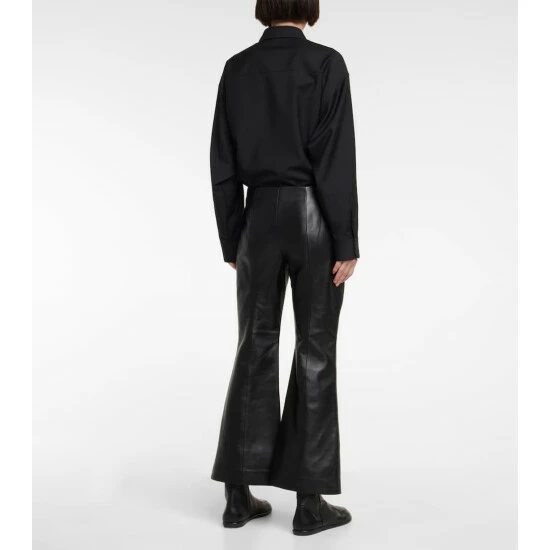 The Row Beck Leather Flared Pants - Image 2