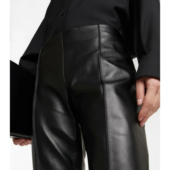 The Row Beck Leather Flared Pants - Image 3